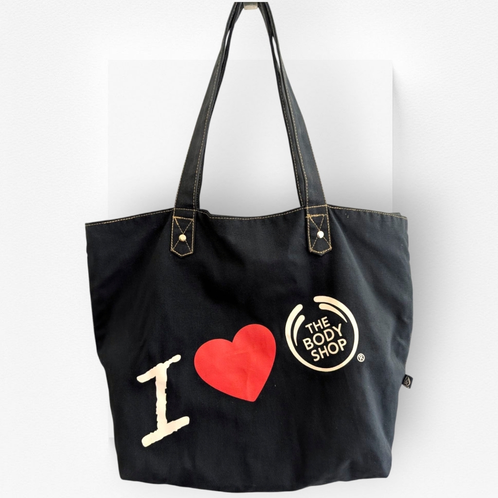 The Body Shop Tote Bag Lined Canvas Navy Blue Large